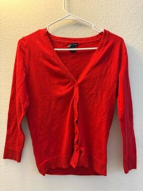 Nordstrom Selection Red V-Neck Button Cardigan Button Down Sweater Size Small